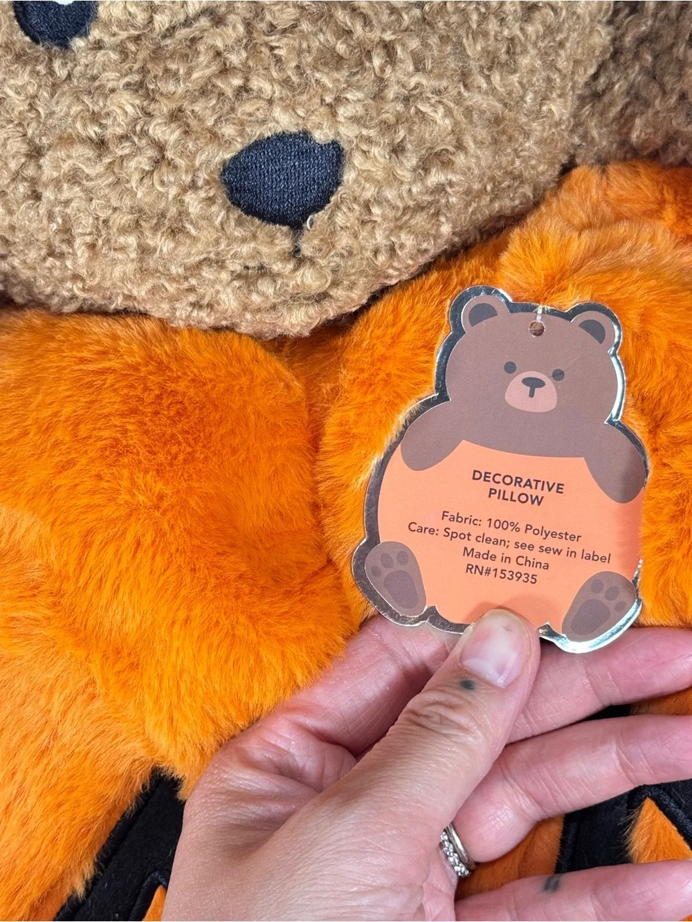 NEW Teddy Bear in a Pumpkin Halloween Pillow Plush 27”